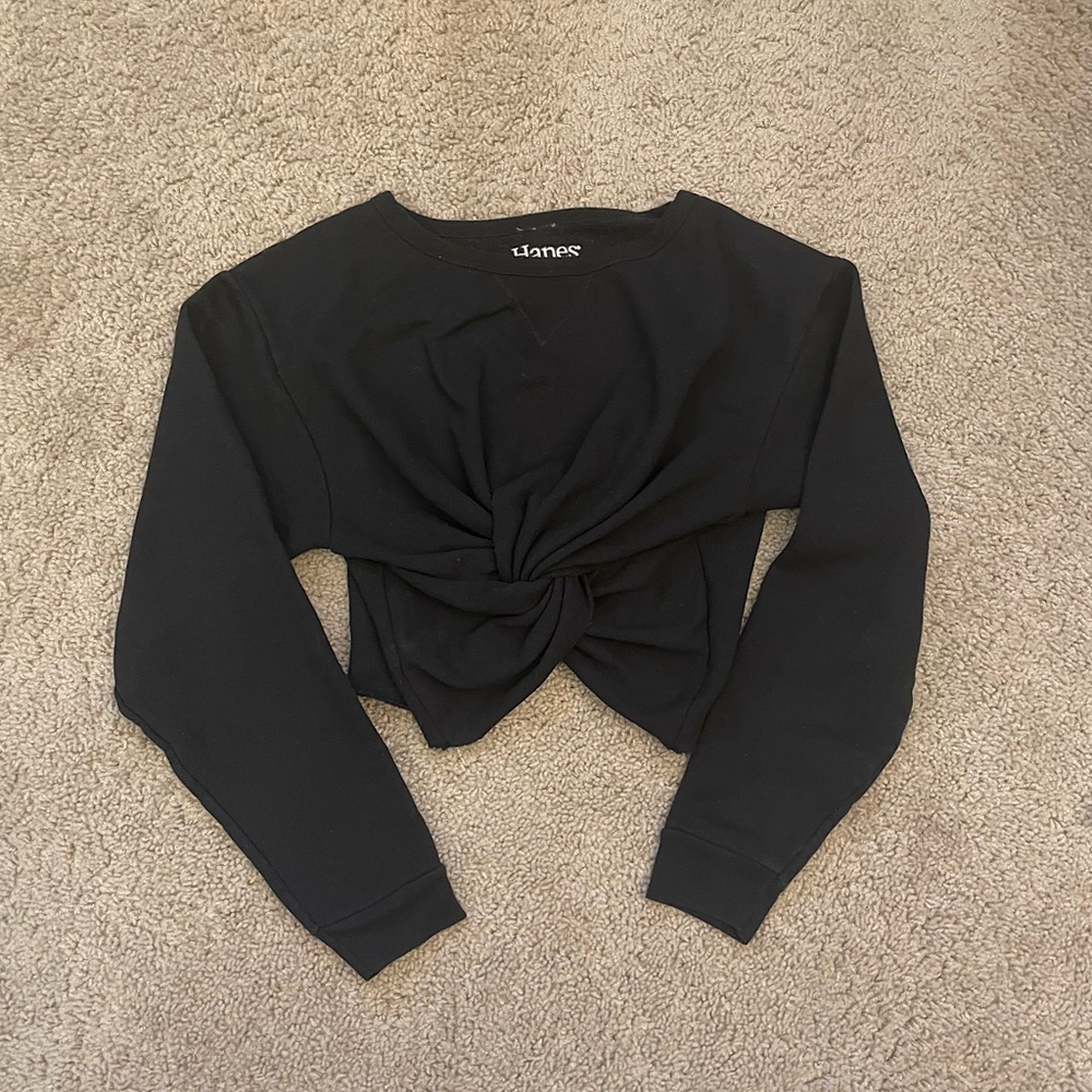 Front Knot Crop Sweatshirt